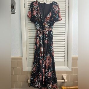 Torrid floral Swiss dot chiffon faux wrap hi low dress in 00 (M/L)